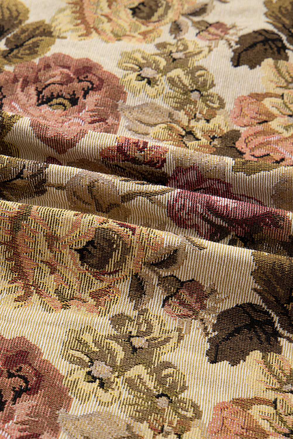 Khaki Floral Waffle Knit Patchwork Chest Pockets Buttoned Jacket