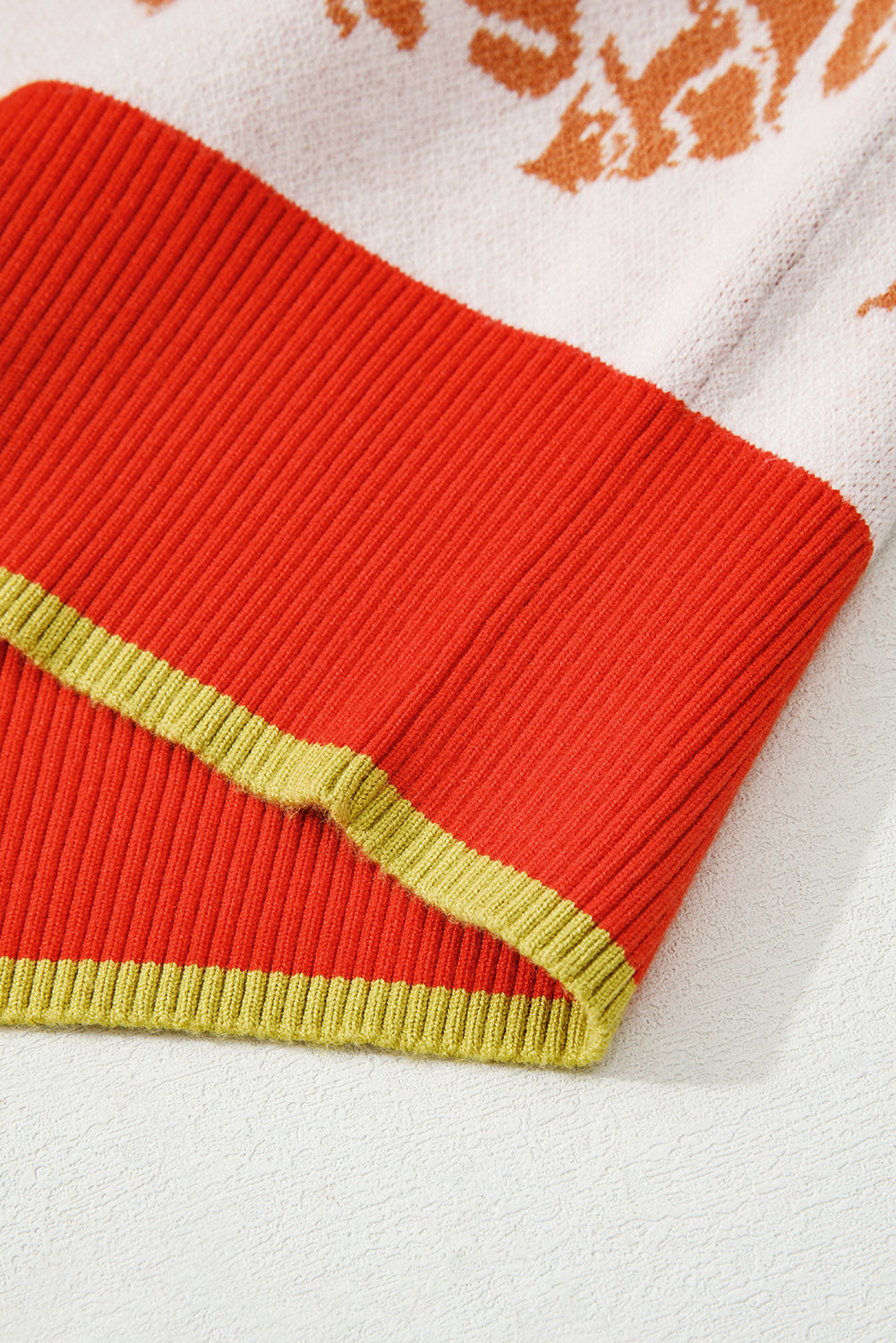 Khaki Floral Half Zip Collared Pullover Sweater