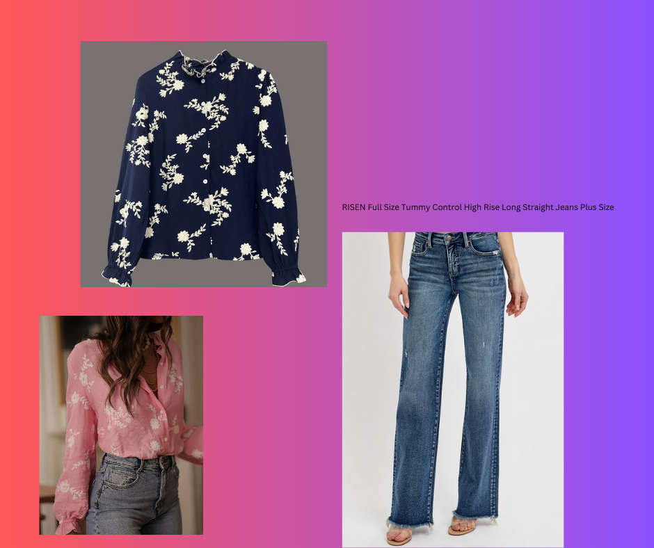 Flower Button Up Long Sleeve Shirt