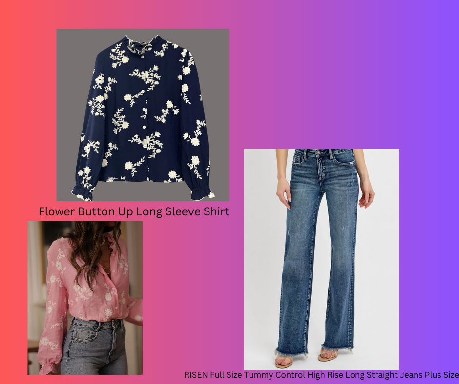 Full Size Button Front Long Sleeve Denim Jacket Plus Size