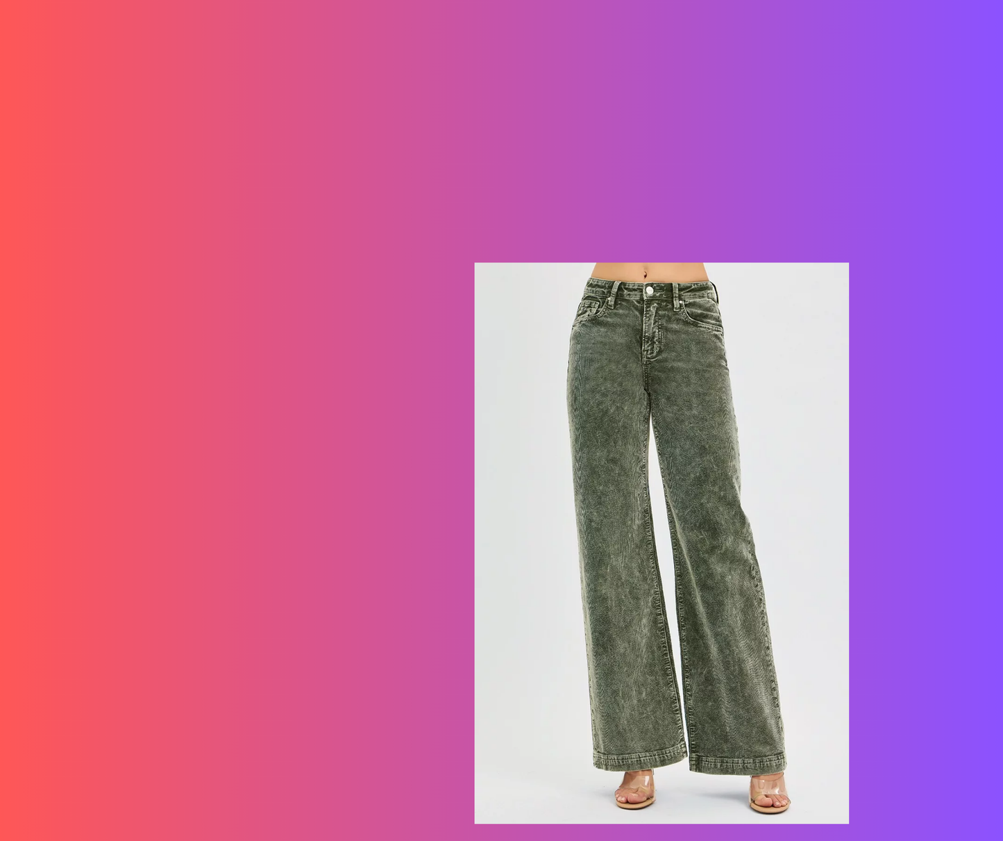 RISEN Full Size High Rise Wide Leg Corduroy Jeans Plus Size