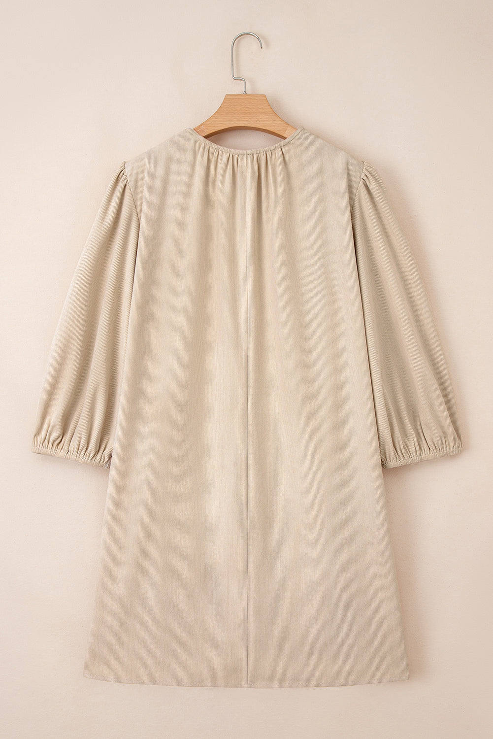 Parchment Notched Neck Scallop Detail Plus Size Mini Dress