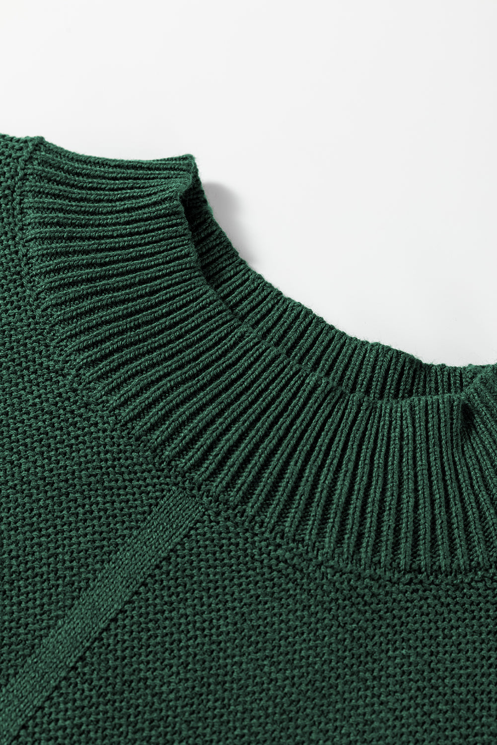 Mist Green Solid Color Front Seam Drop Shoulder Loose Sweater