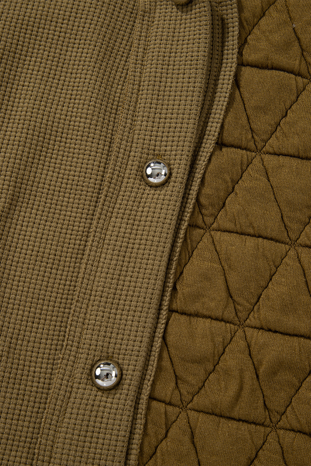 Jungle Green Quilted Textured Patchwork Loose Fit Hooded Jacket